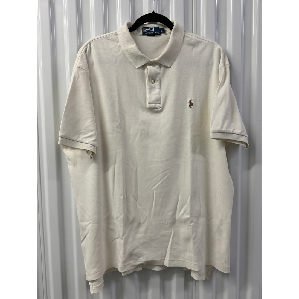 Polo Ralph Lauren Polo Shirt Mens XL Cream Good Short Sleeve Solid